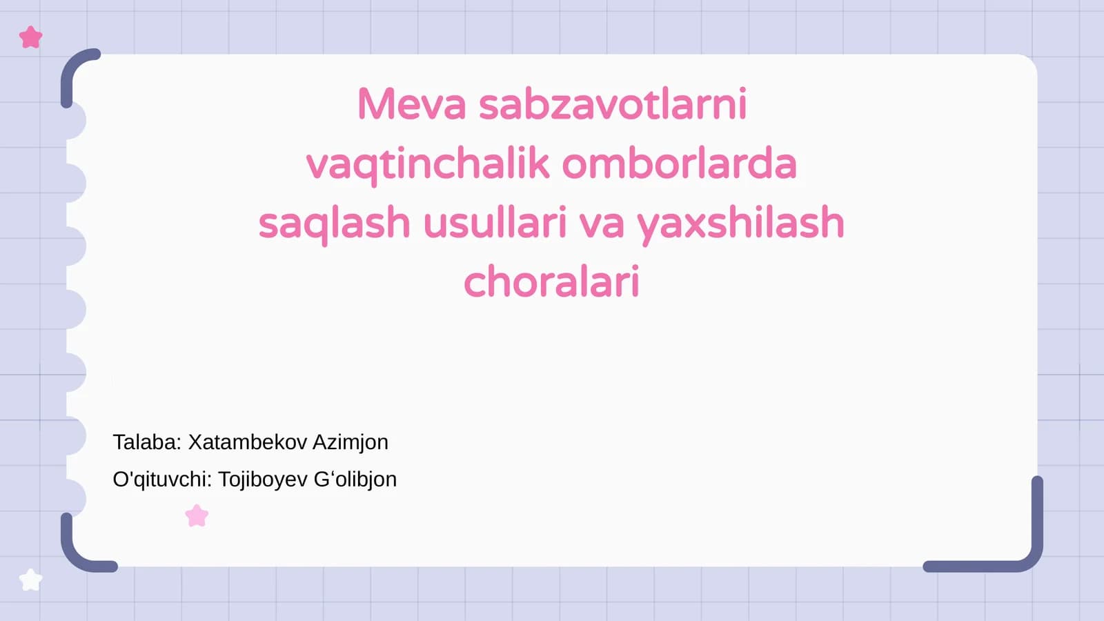 Meva sabzavotlarni vaqtinchalik omborlarda saqlash usullari va yaxshilash choralari