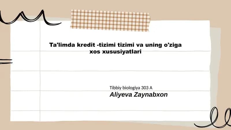 Ta'limda kredit tizimi va uning o'ziga xos xususiyatlari