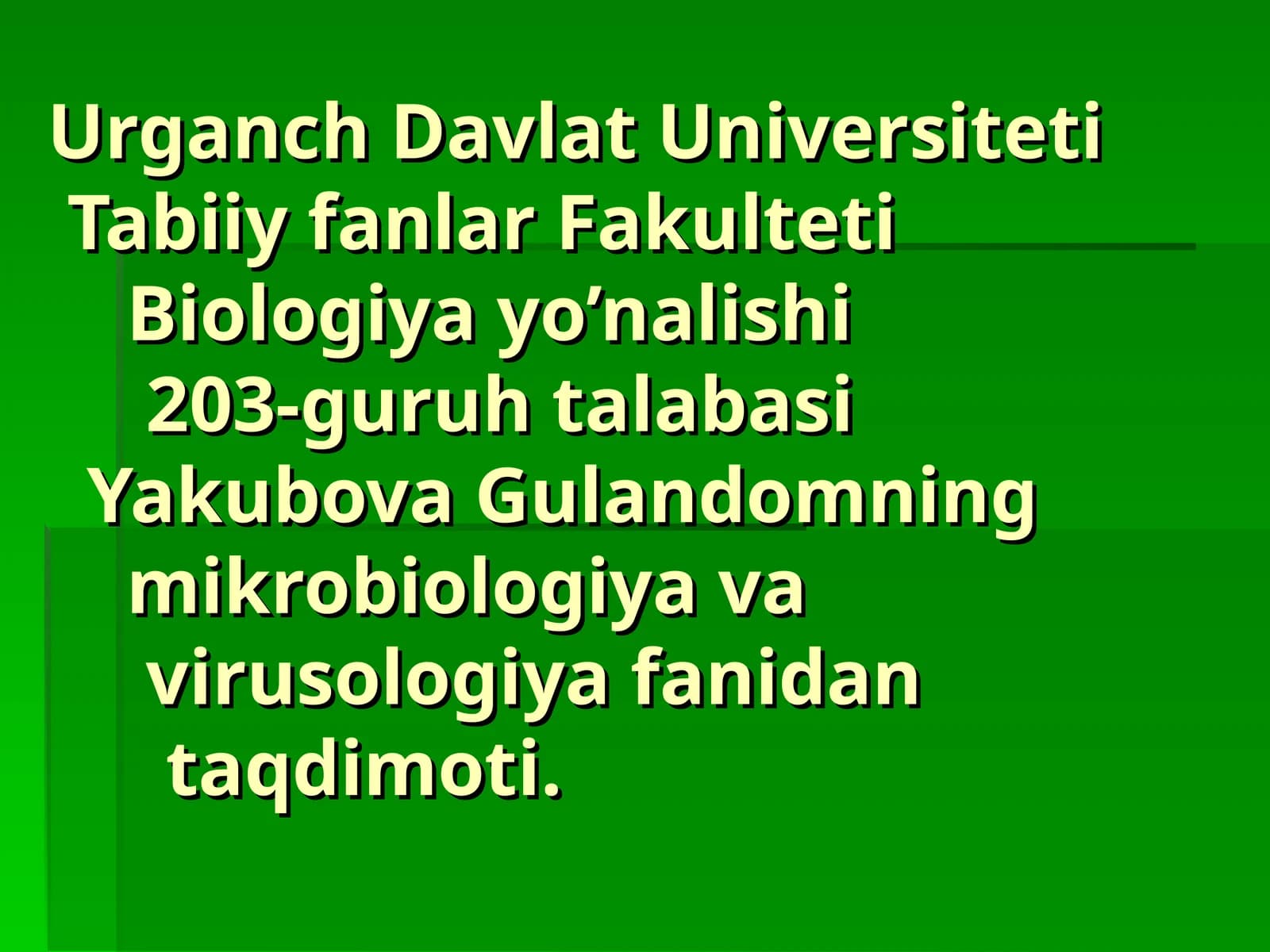 Biologiya yo’nalishi - Sharsimon bakteriyalar morfologiyasi