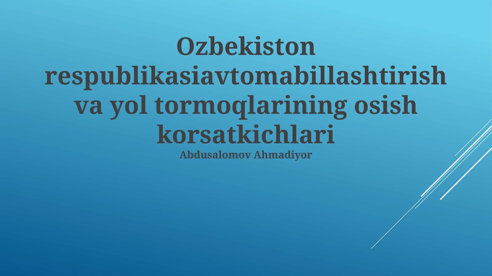 Oʻzbekistondagi Avtomashinalashuv Koʻrsatkichlari