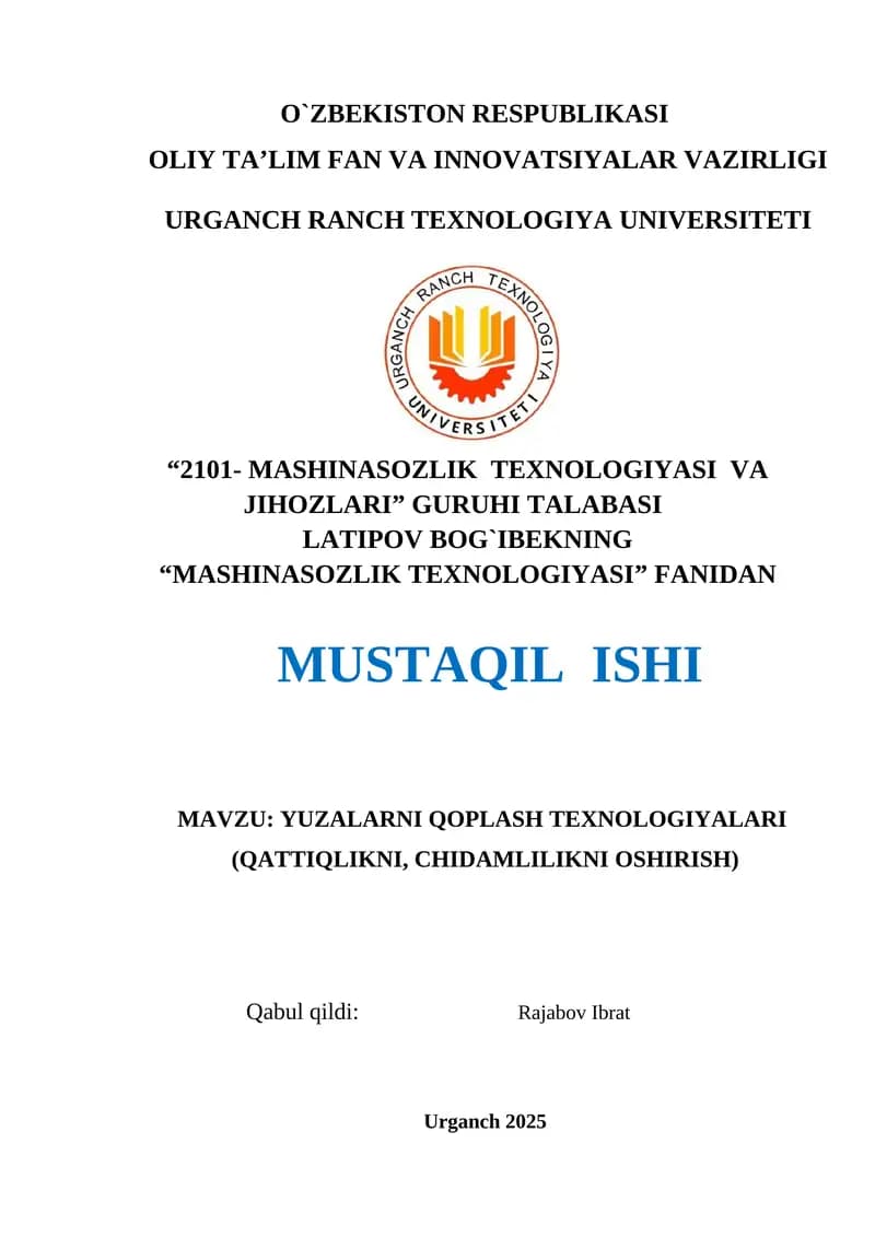 YUZALARNI QOPLASH TEXNOLOGIYALARI