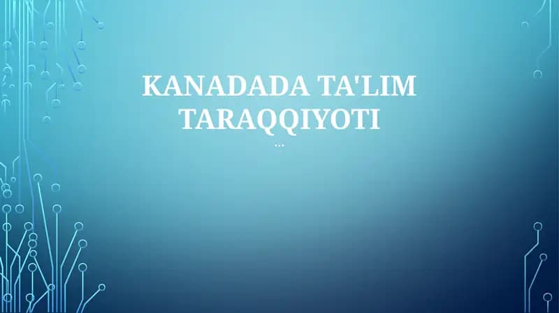 Kanadada Ta'lim Taraqqiyoti