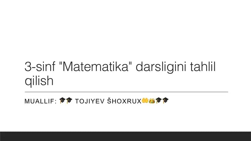3-sinf "Matematika" darsligini tahlil qilish