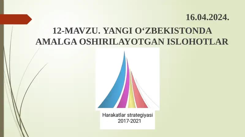 Yangi O‘zbekistonda Amalga Oshirilayotgan Ishlohtlar Tayanch So‘zlar