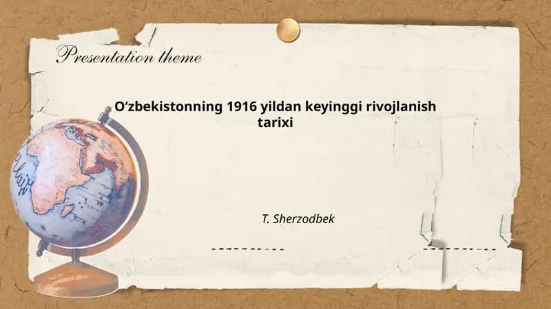 Oʻzbekistonning 1916 yildan keyinggi rivojlanish tarixi