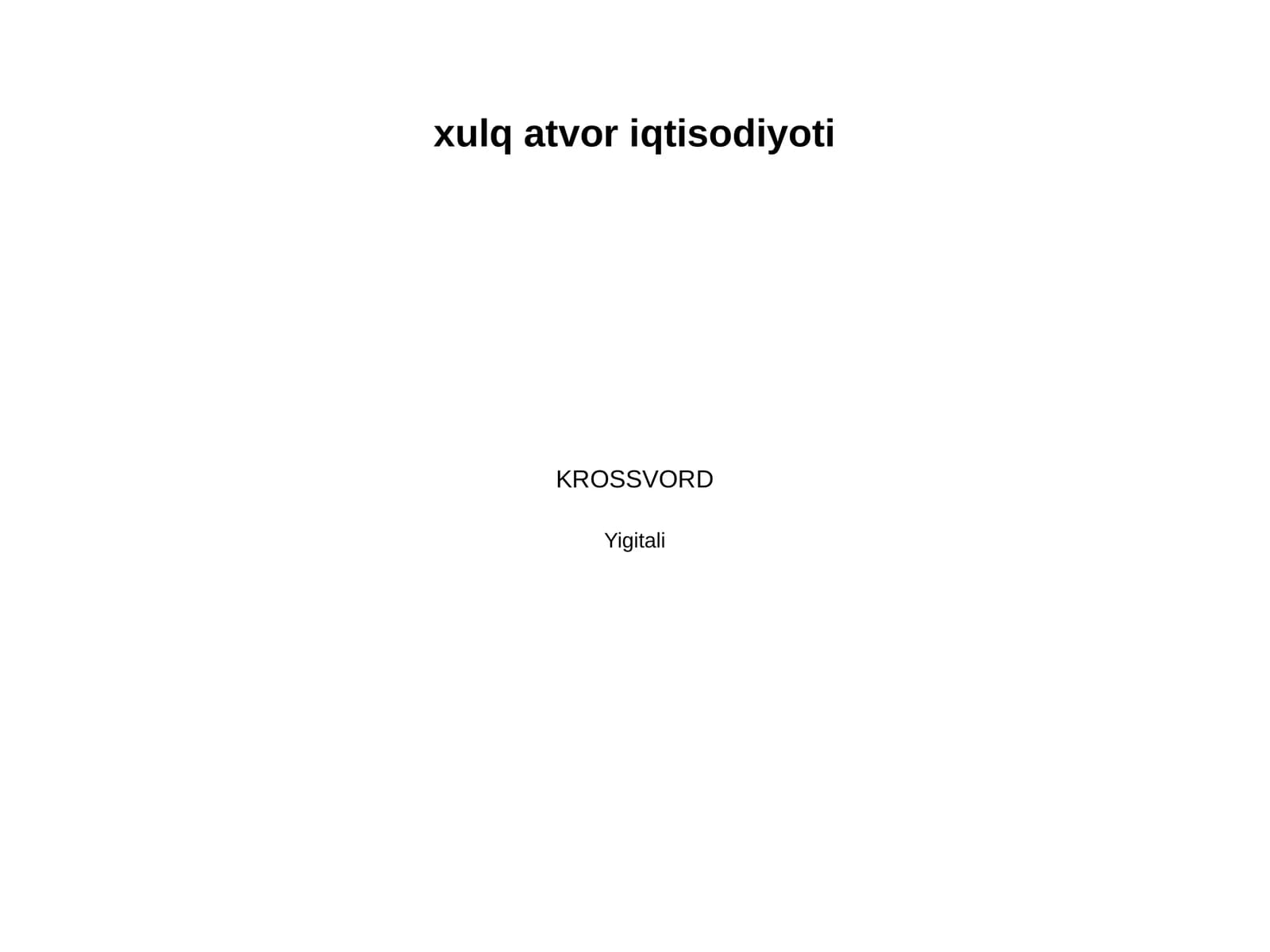 xulq atvor iqtisodiyoti