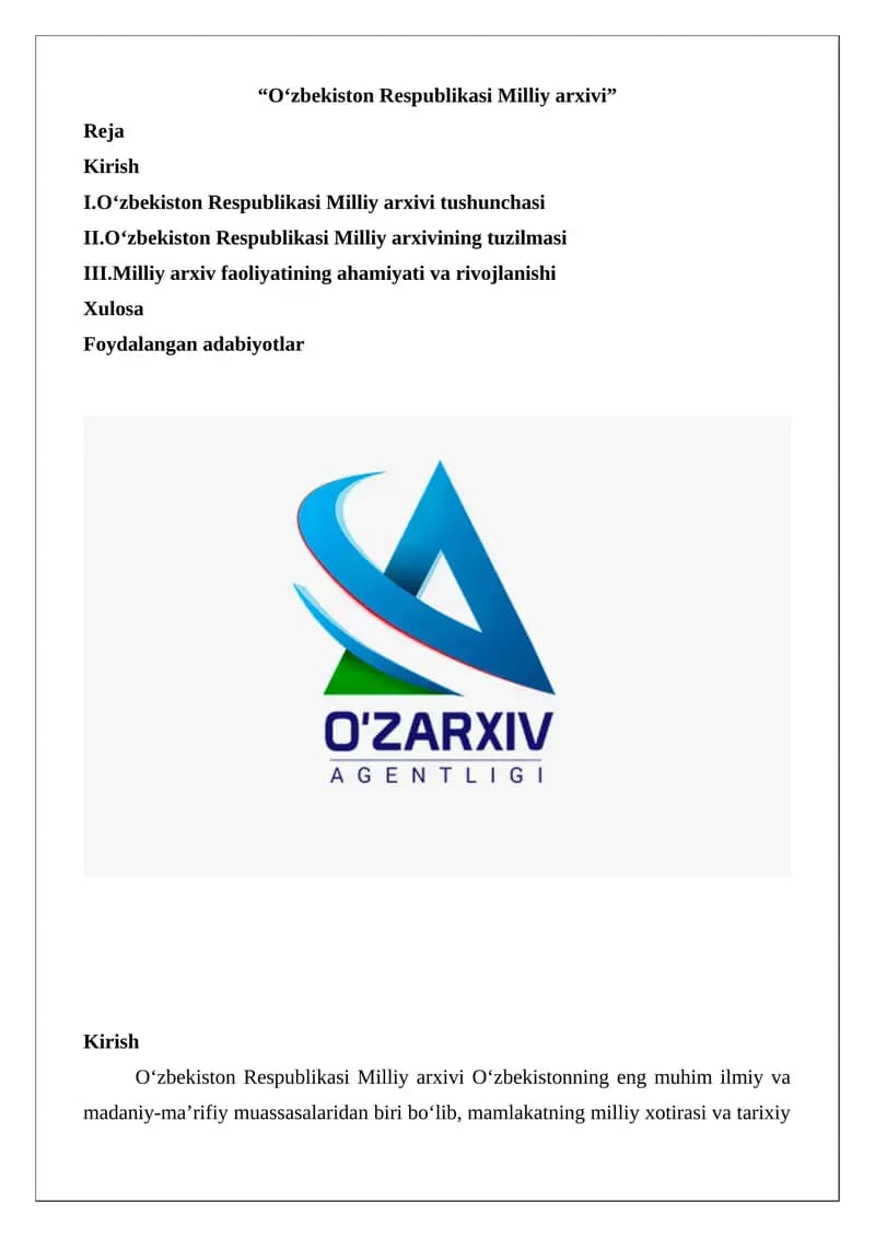 O‘zbekiston Respublikasi Milliy arxivi