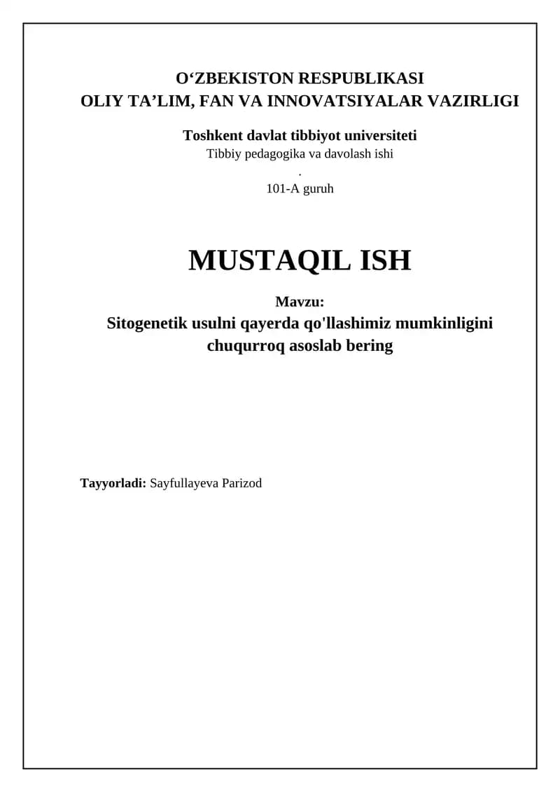 Sitogenetik usullarning evolyutsiyasi va zamonaviy texnologiyalari