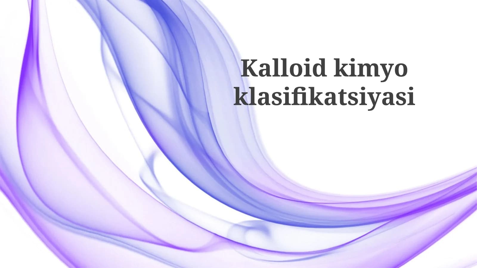 Kolloid Kimyosi Tasnifi