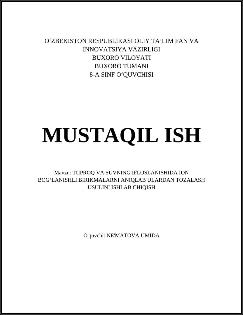 Tuproqdagi ion bog‘lanishli metallik ifloslovchilarni aniqlash va kvantifikatsiya qilish usullari