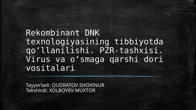 Virus va o‘smaga qarshi dorilar