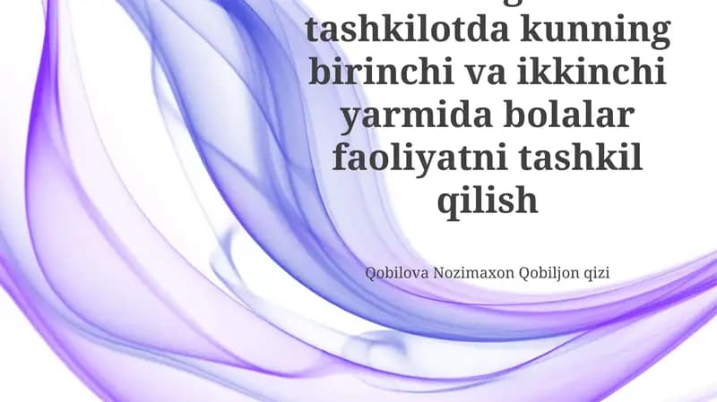 O'quv faoliyatini tashkil etish