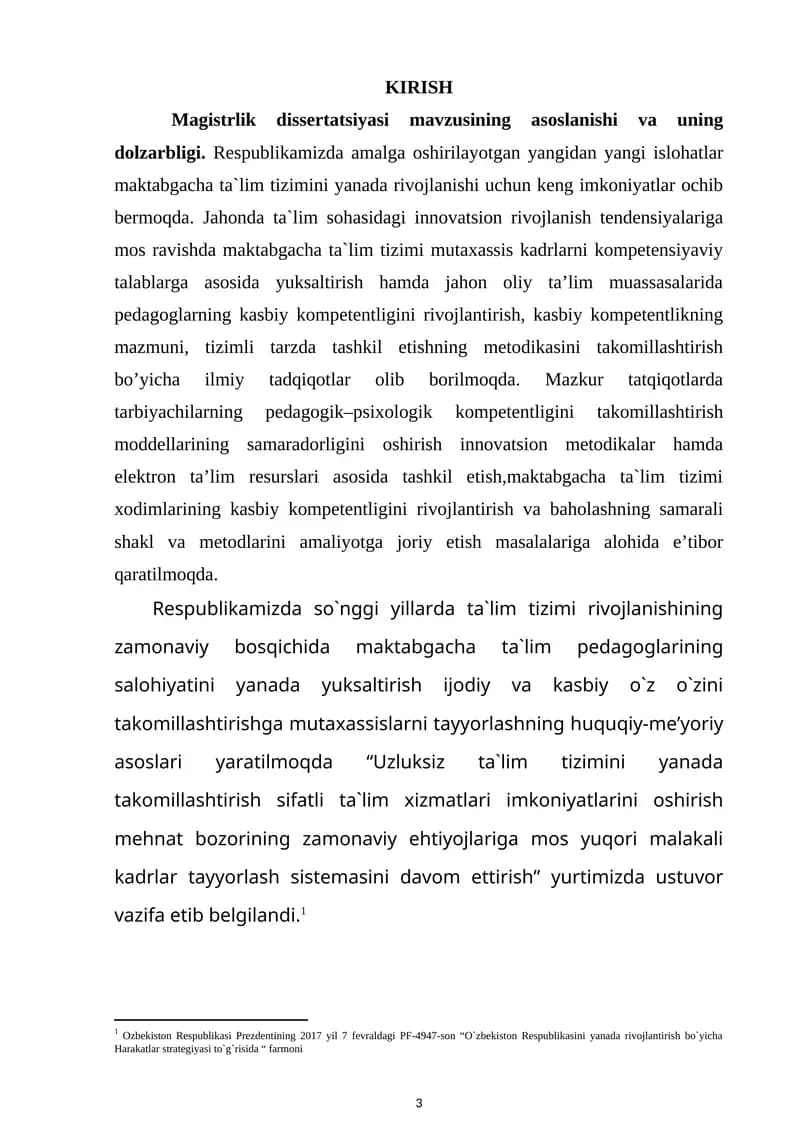 Magistrlik dissertatsiyasi mavzusining asoslanishi va uning dolzаrbligi