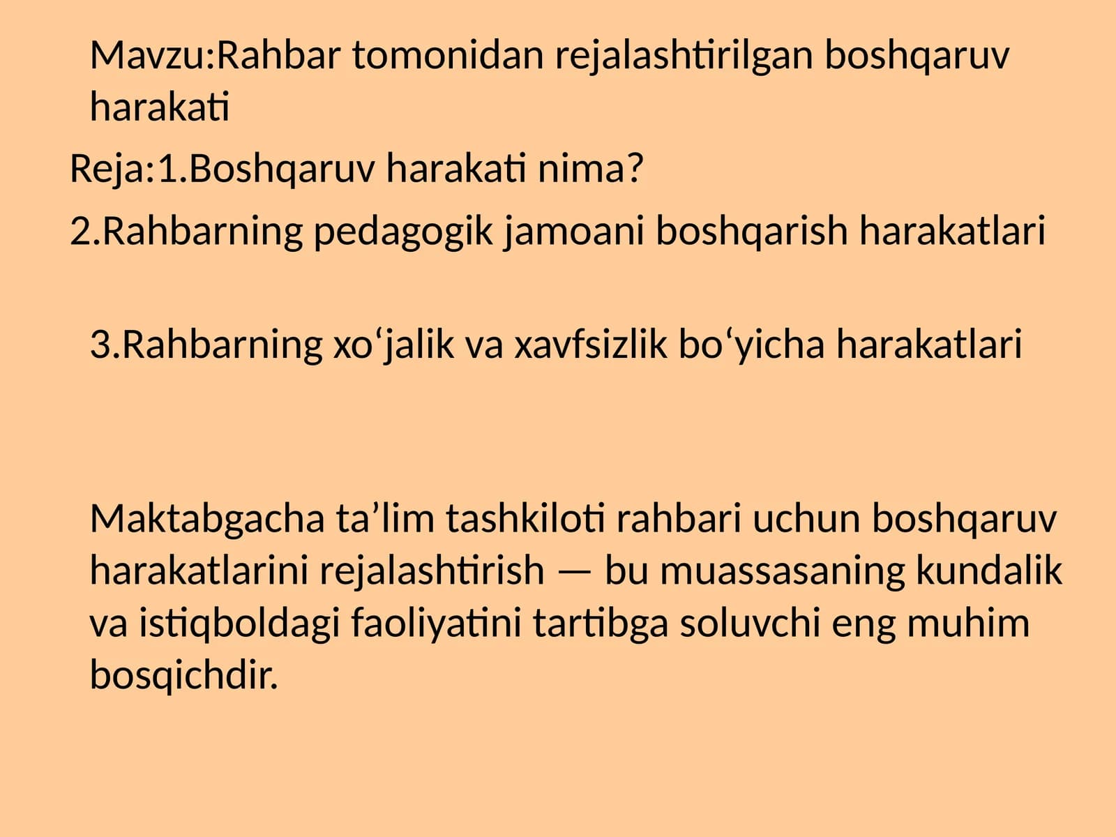Rahbar tomonidan rejalashtirilgan boshqaruv harakati