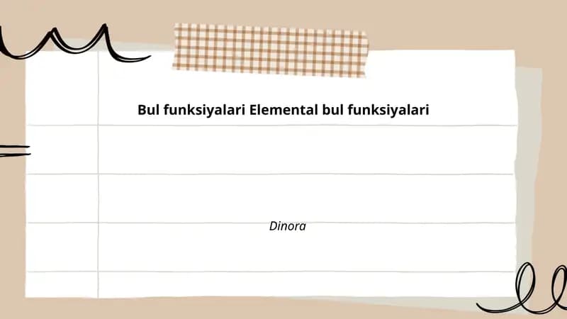 Bul funksiyalari Elemental bul funksiyalari