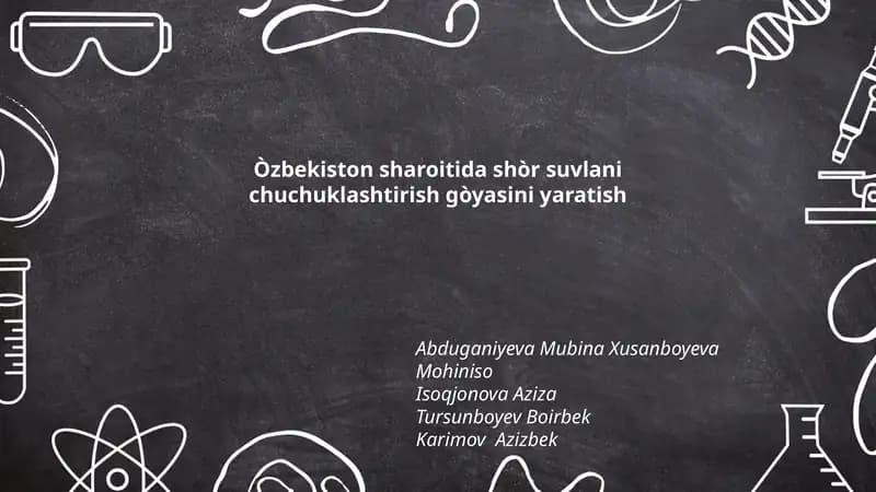 Òzbekiston sharoitida shòr suvlani chuchuklashtirish gòyasini yaratish