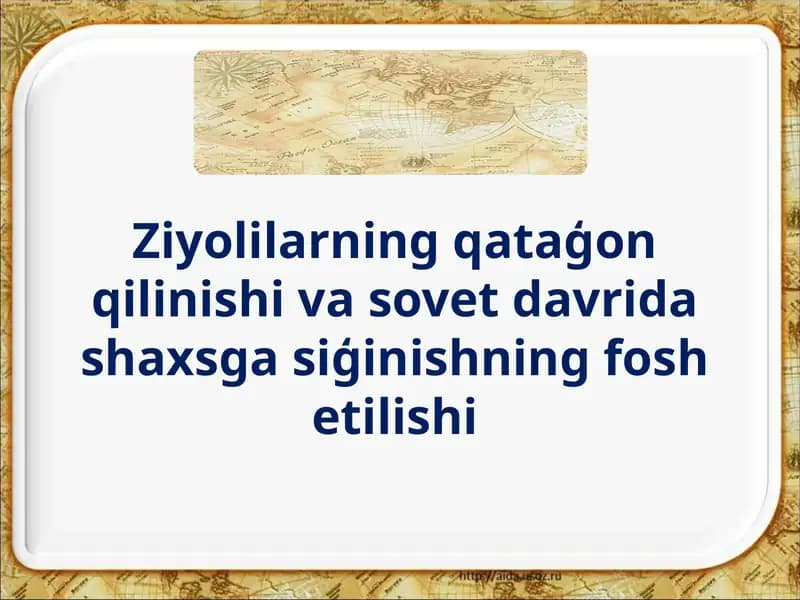 O‘zbekiston ziyolilari qataģon qilinishining yangi bosqichi