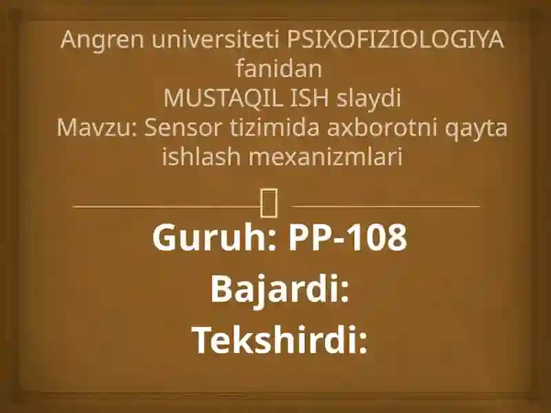 Sensor tizimida axborotni qayta ishlash mexanizmlari