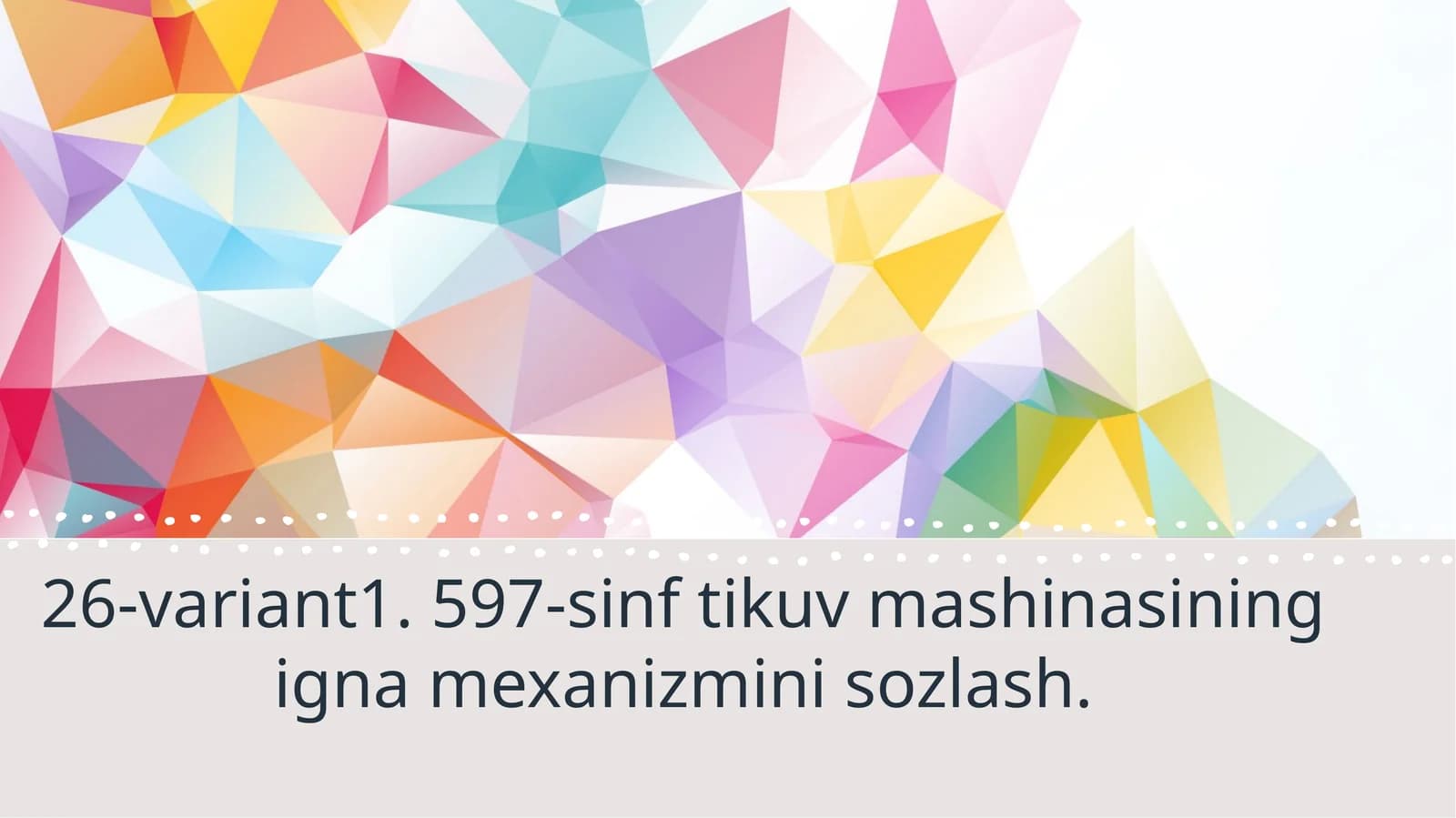 597-Sinf tikuv mashinasining igna mexanizmi