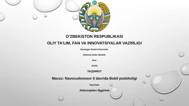 Navoxudonosor II davrida Bobil podsholigi