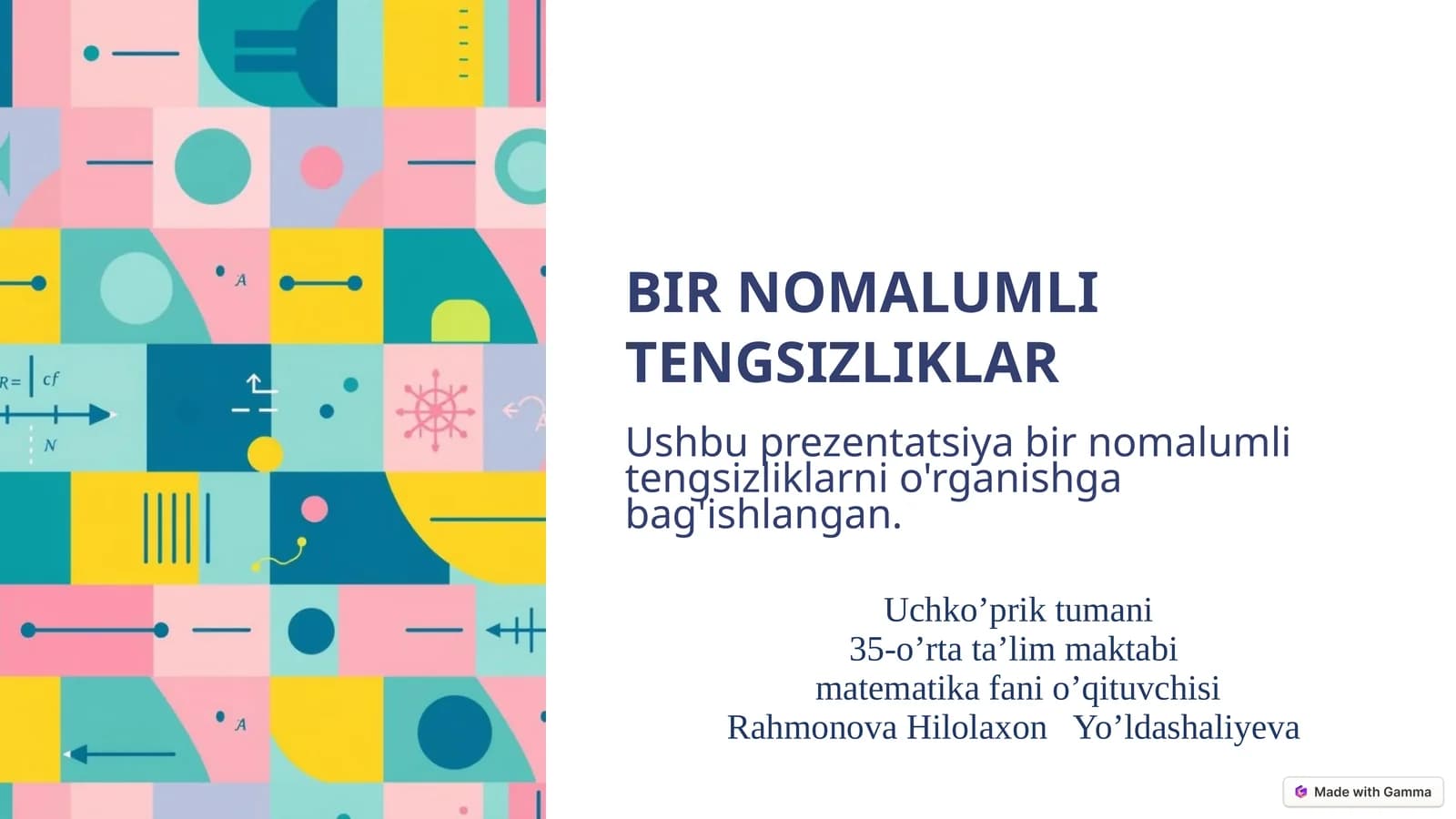 Bir Nomalumli Tengsizliklar