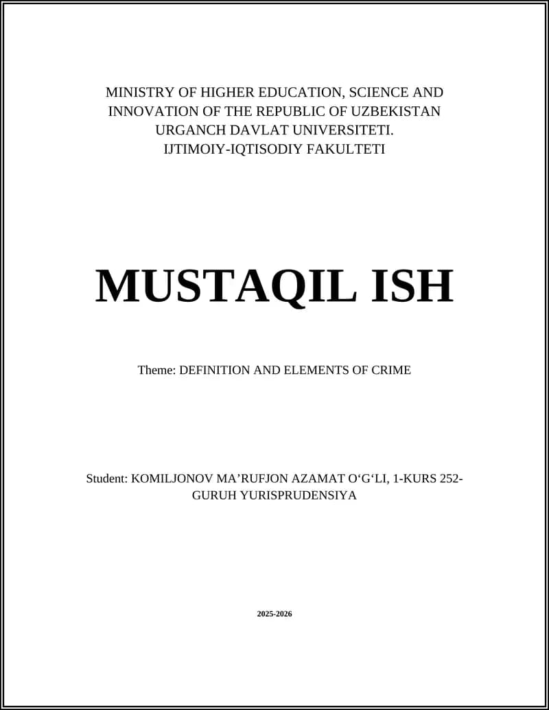 IJTIMOIY-IQTISODIY FAKULTETI MUSTAQIL ISH