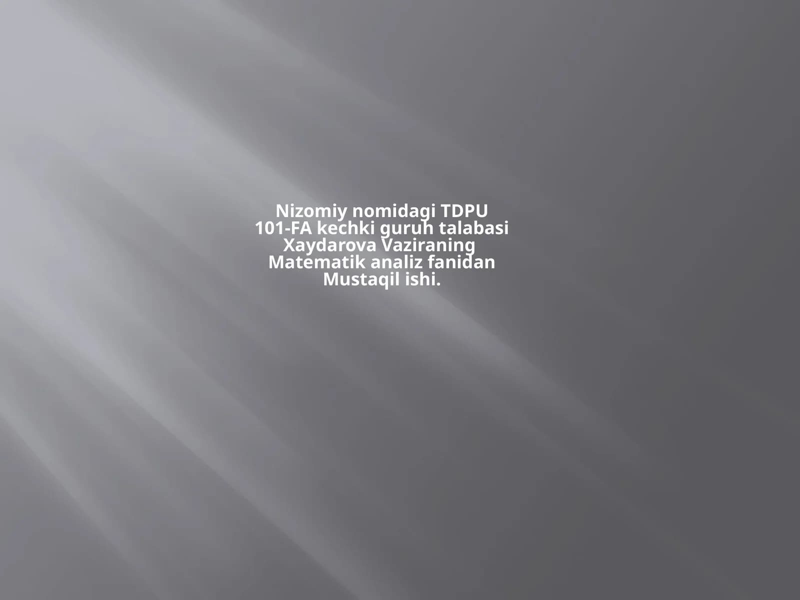 Matematika Analizi Fanidan Mustaqilishi