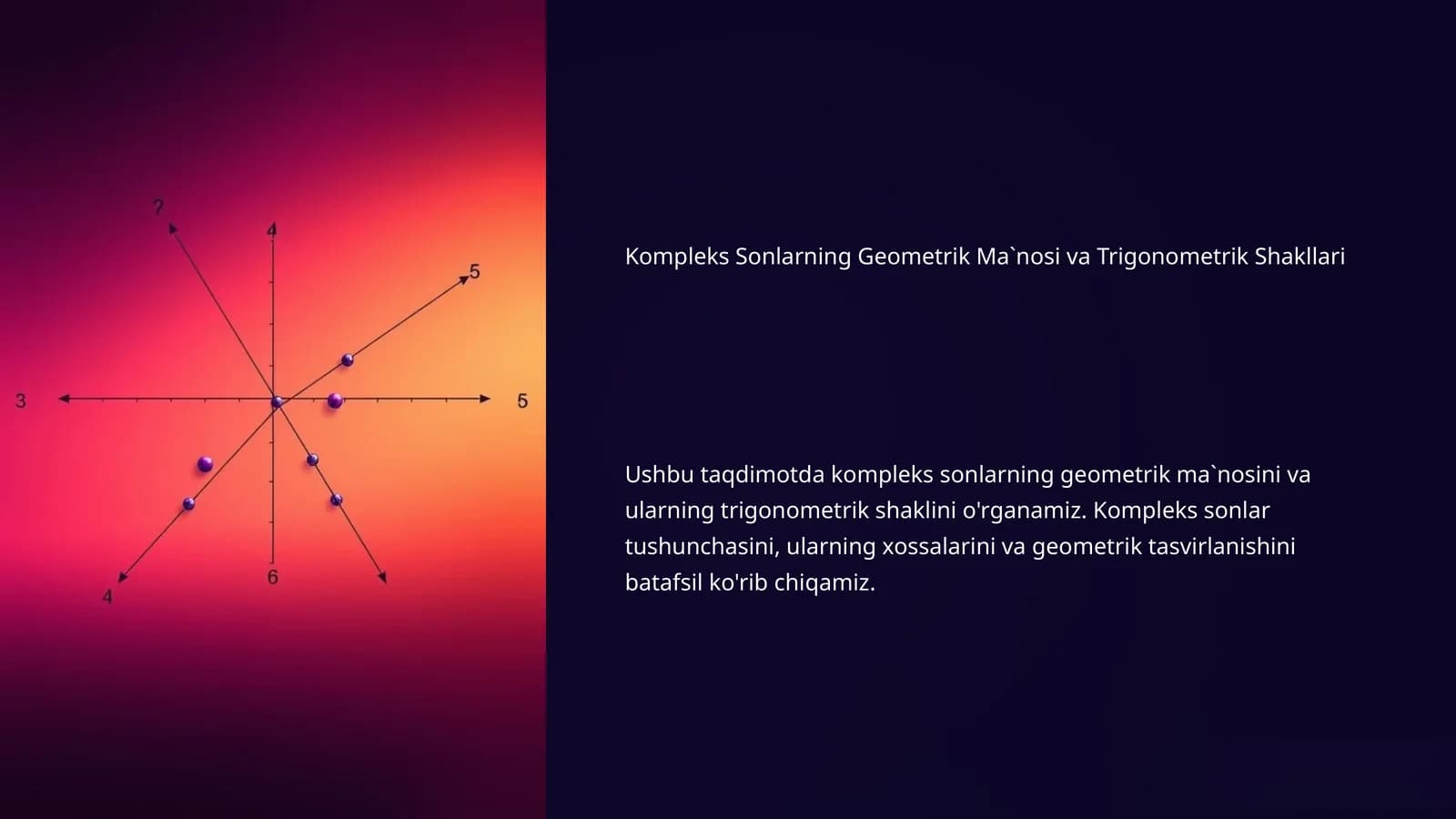 Kompleks Sonlarning Geometrik Ma`nosi va Trigonometrik Shakllari