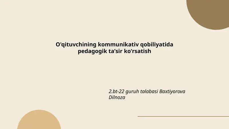 O'qituvchining kommunikativ qobiliyatida pedagogik taʼsir koʻrsatish