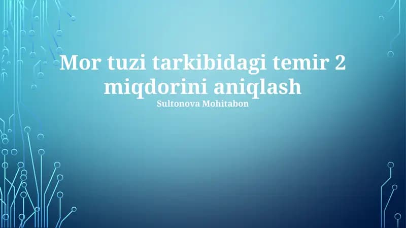 Dengiz itshumchugʻida temir (Fe) miqdorini aniqlash usullari