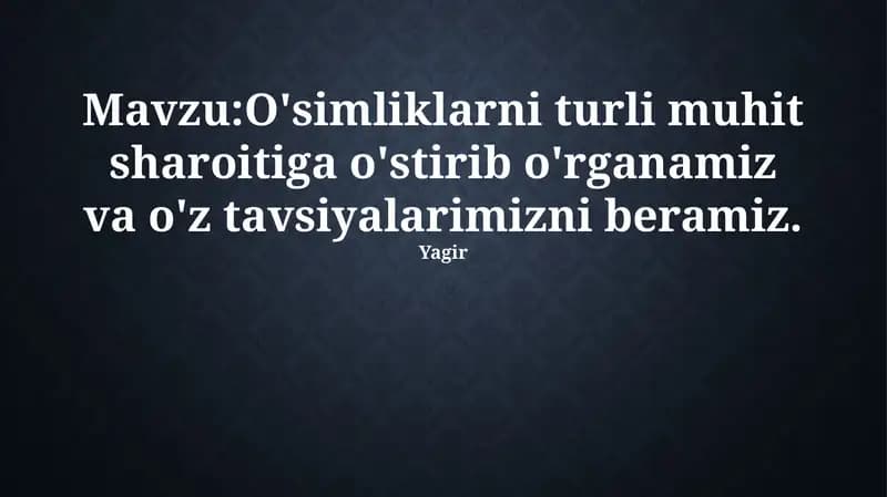 O'simliklarning O'sishi va Rivojlanishiga Ta'sir Etuvchi Omillar