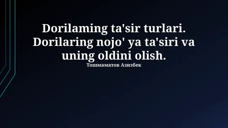 Dori ta'sirining turlari