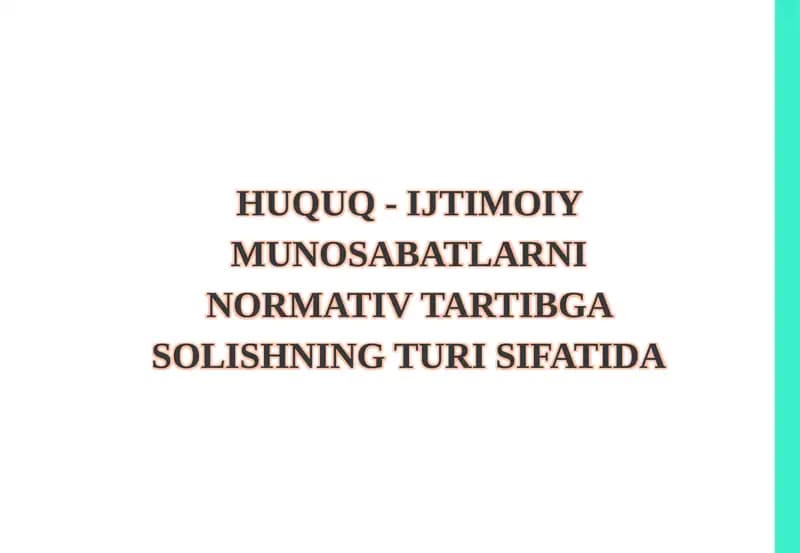 Ijtimoiym munosabatlar va huquq tushunchasi