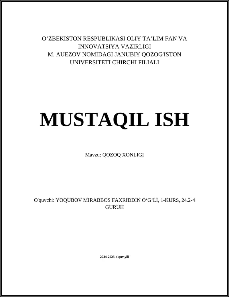 QOZOQ XONLIGI