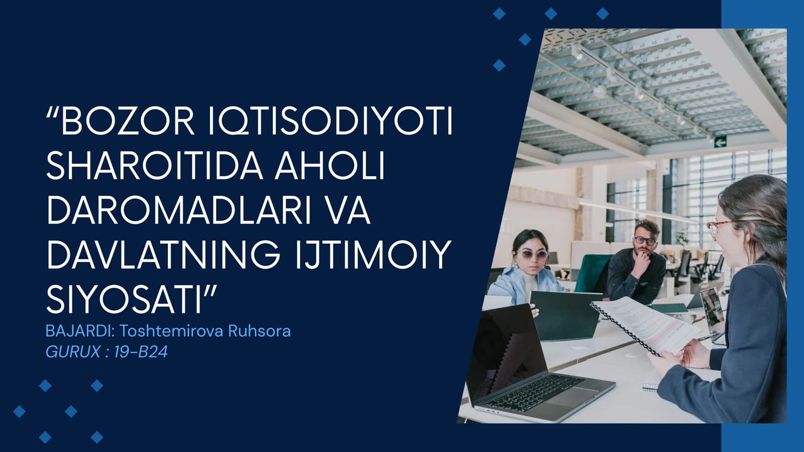 Bozor Iqtisodiyoti Sharoitida Aholi Daromadlari va Davlatning Ijtimoiy Siyosati