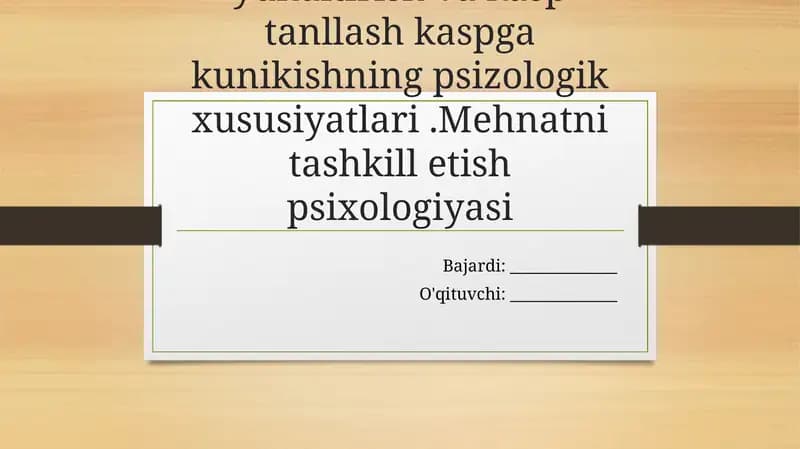 Mehmatni tashkill etish psixologiyasi