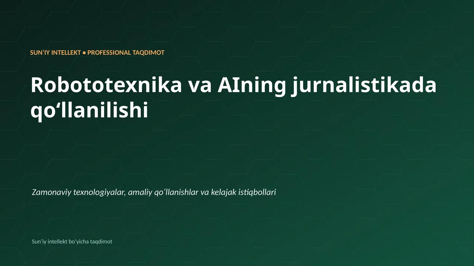 Robototexnika va AIning jurnalistikada qoʻllanilishi