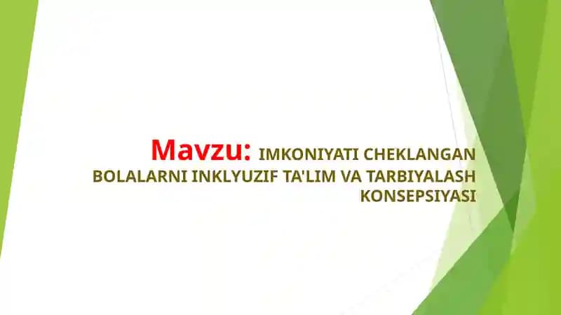 IMKONIYATI CHEKLANGAN BOLALARNI INKLYUZIF TA'LIM VA TARBIYALASH KONSEPSIYASI