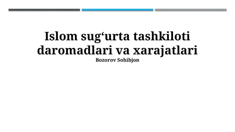 Islom sugʻurta tashkiloti daromadlari va xarajatlari