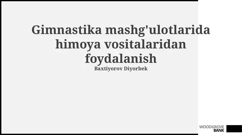 Gimnastika mashg'ulotlarida himoya vositalaridan foydalanish