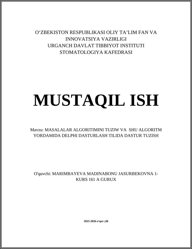 MASALALAR ALGORITIMI