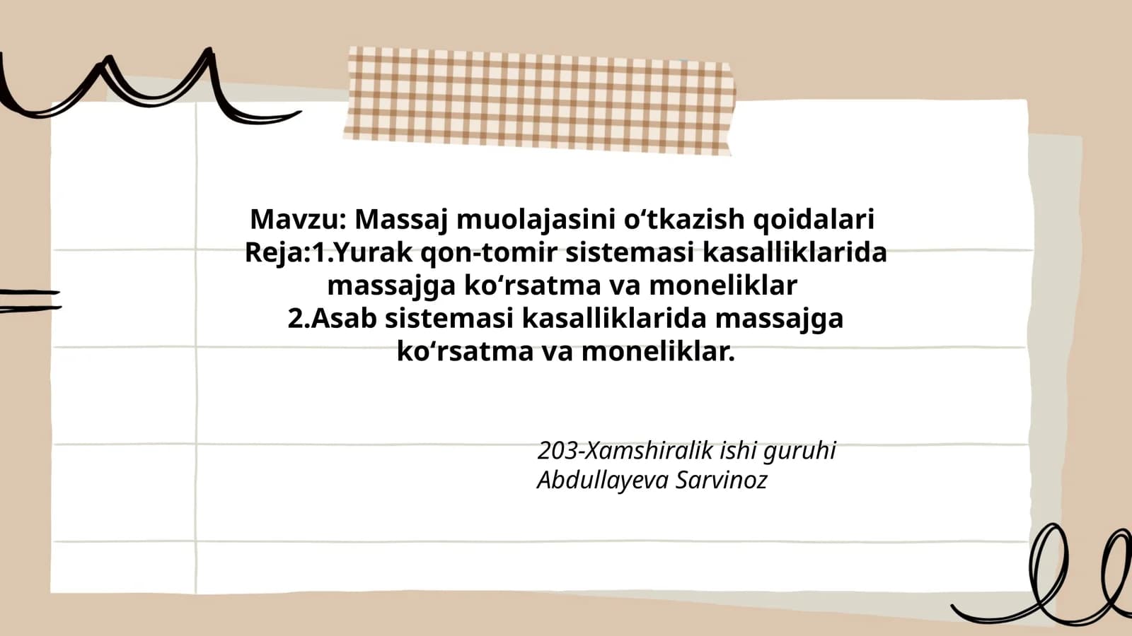 Massaj muolajasini oʻtkazish qoidalari