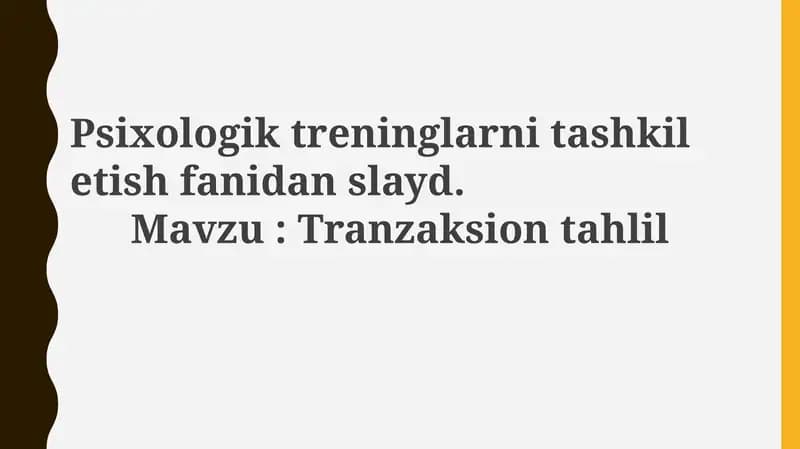 Psixologik treninglar tashkiliyat fanidan slayd