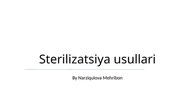 Sterilizatsiya usullari