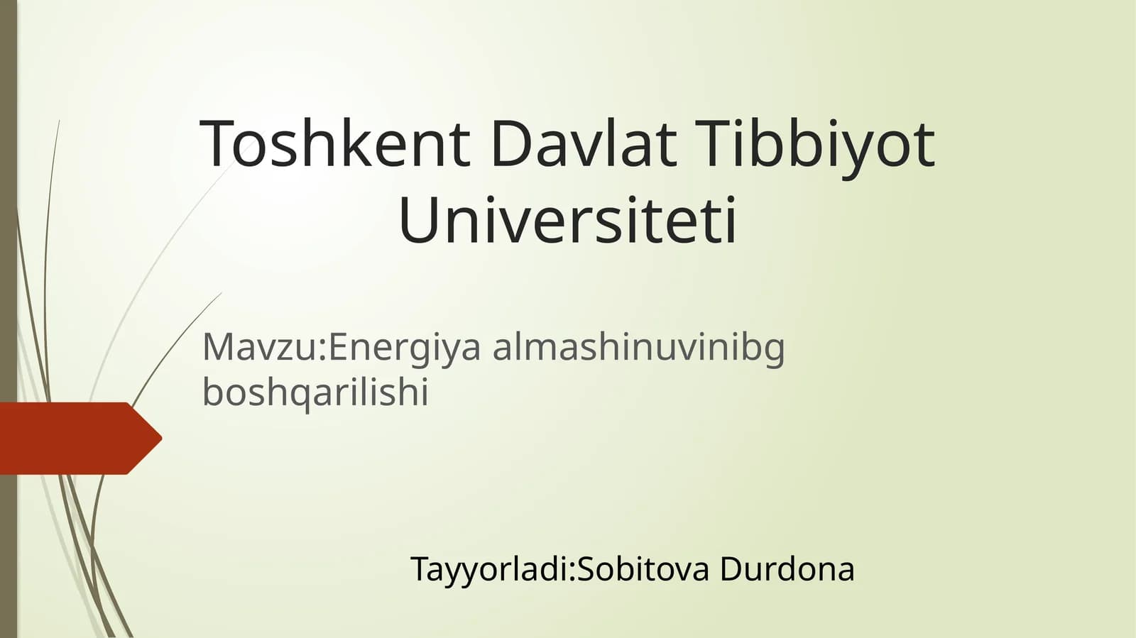 Energiya almashinuvinibg boshqarilishi