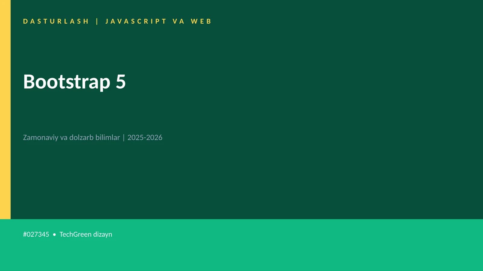 DASTURLASH | JAVASCRIPT VA WEB