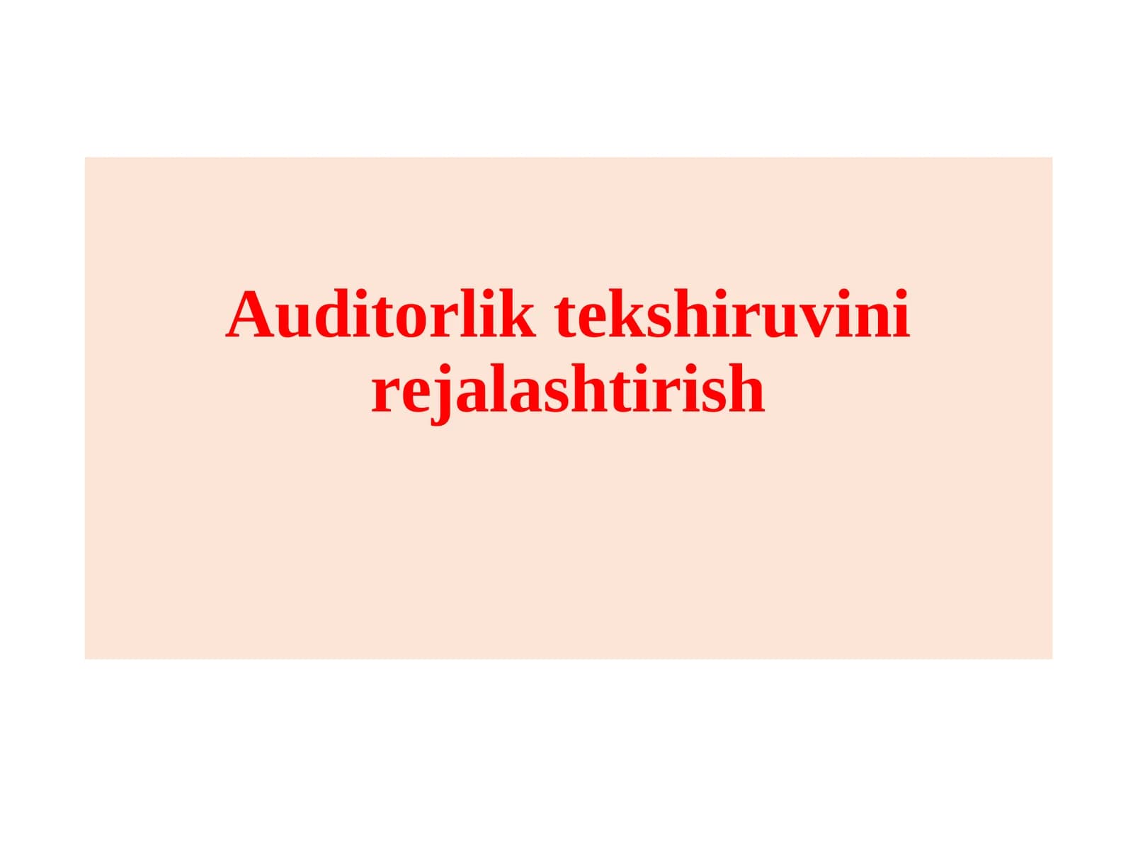 Auditorlik tekshiruvini rejalashtirish