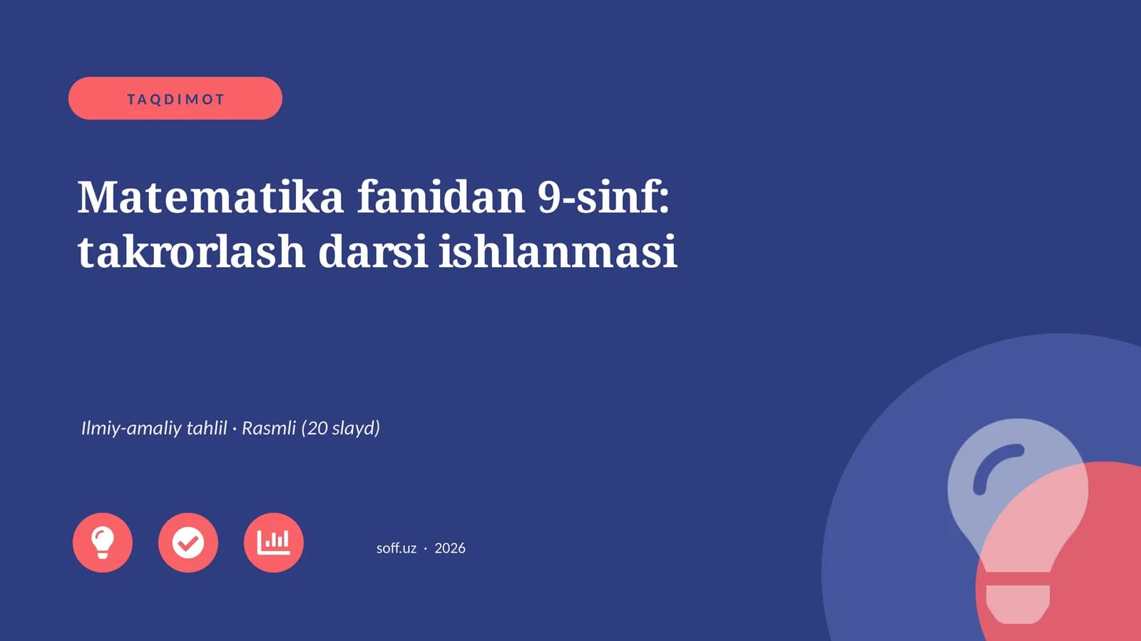 Matematika fanidan 9-sinf: takrorlash darsi ishlanmasi