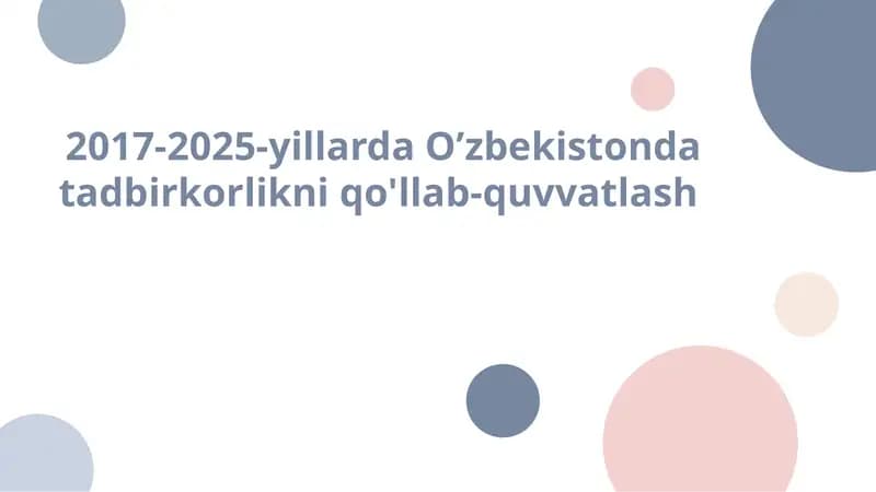2017-2025-yillarda O’zbekistonda tadbirkorlikni qo'llab-quvvatlash