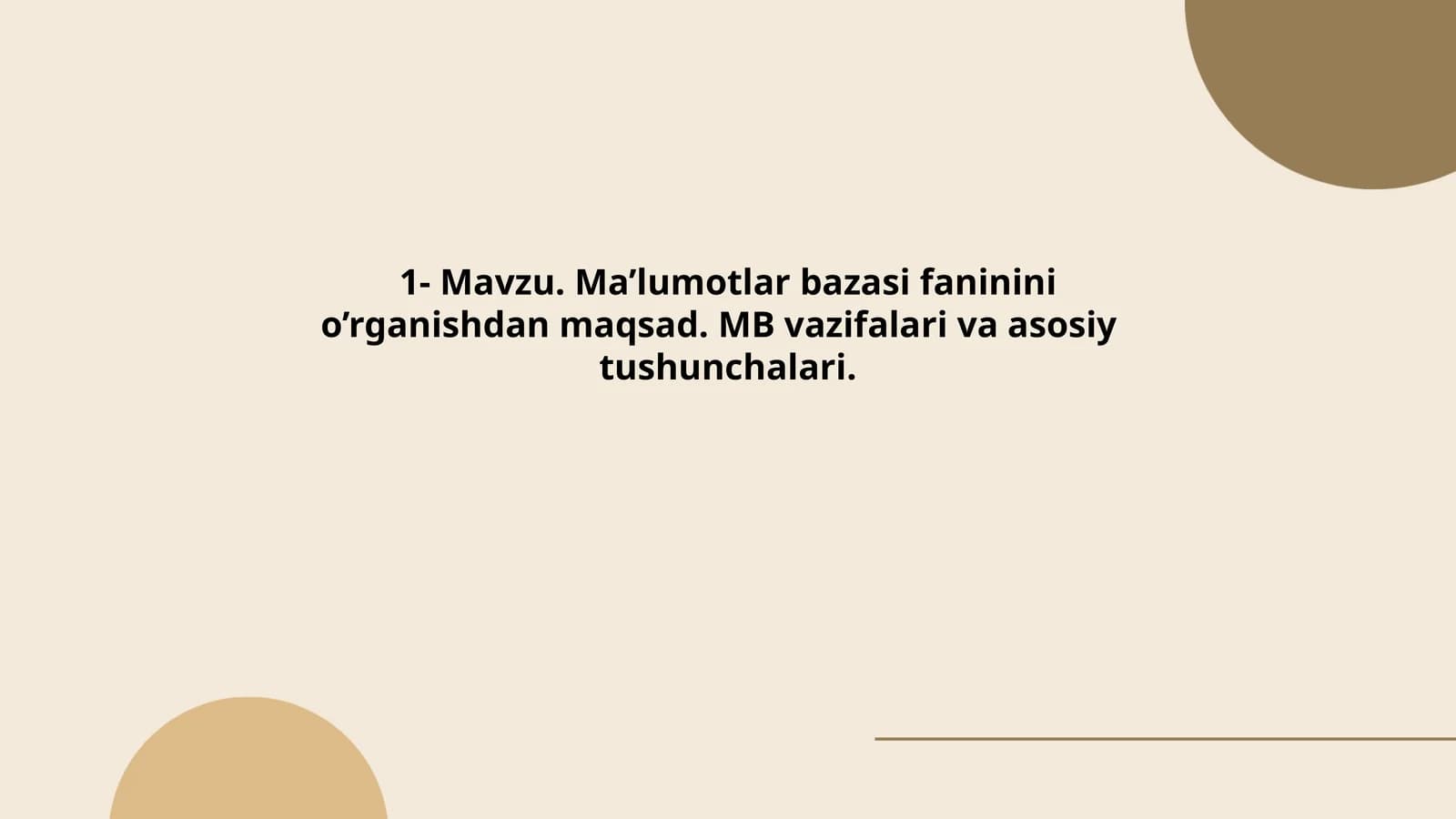 Ma'lumotlar Bazasi Fanining O'rganish Praktikumi